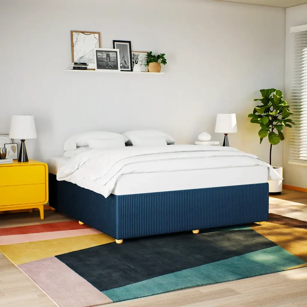 Letto matrimoniale | Letto per adulti | Giroletto senza Materasso Blu 180x200 cm in Tessuto - Image 2