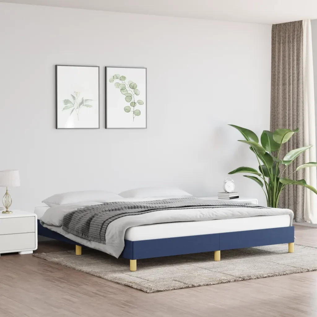 Letto matrimoniale | Letto per adulti | Giroletto senza Materasso Blu 180x200 cm in Tessuto - Image 2