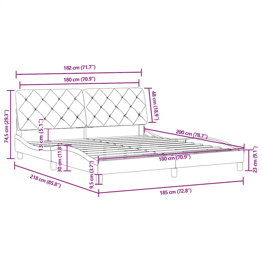 Letto matrimoniale | Letto per adulti | Giroletto senza Materasso Blu 180x200 cm in Velluto - Image 10