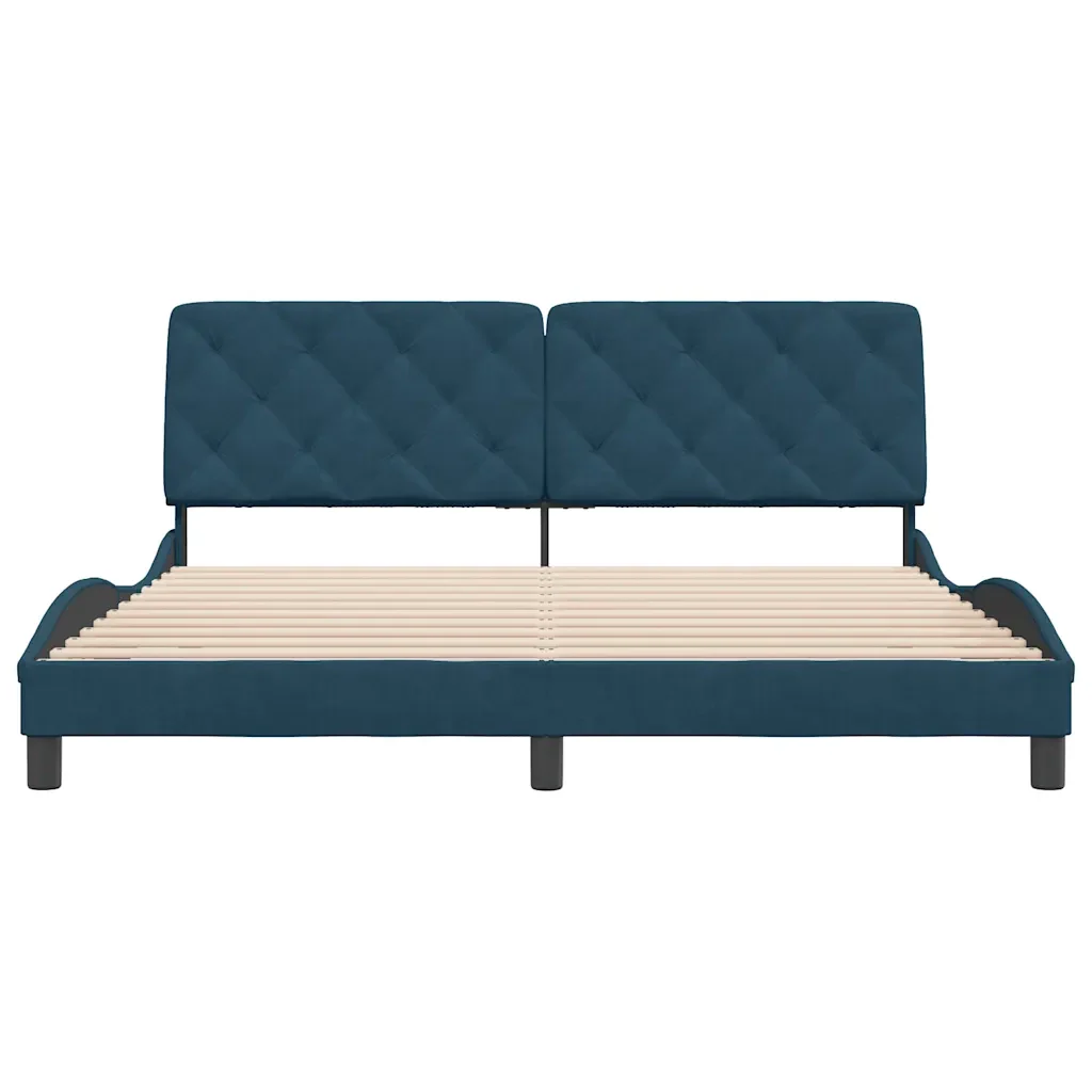 Letto matrimoniale | Letto per adulti | Giroletto senza Materasso Blu 180x200 cm in Velluto - Image 5