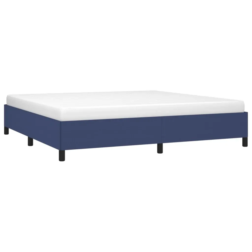 Letto matrimoniale | Letto per adulti | Giroletto senza Materasso Blu 200x200 cm in Tessuto - Image 3