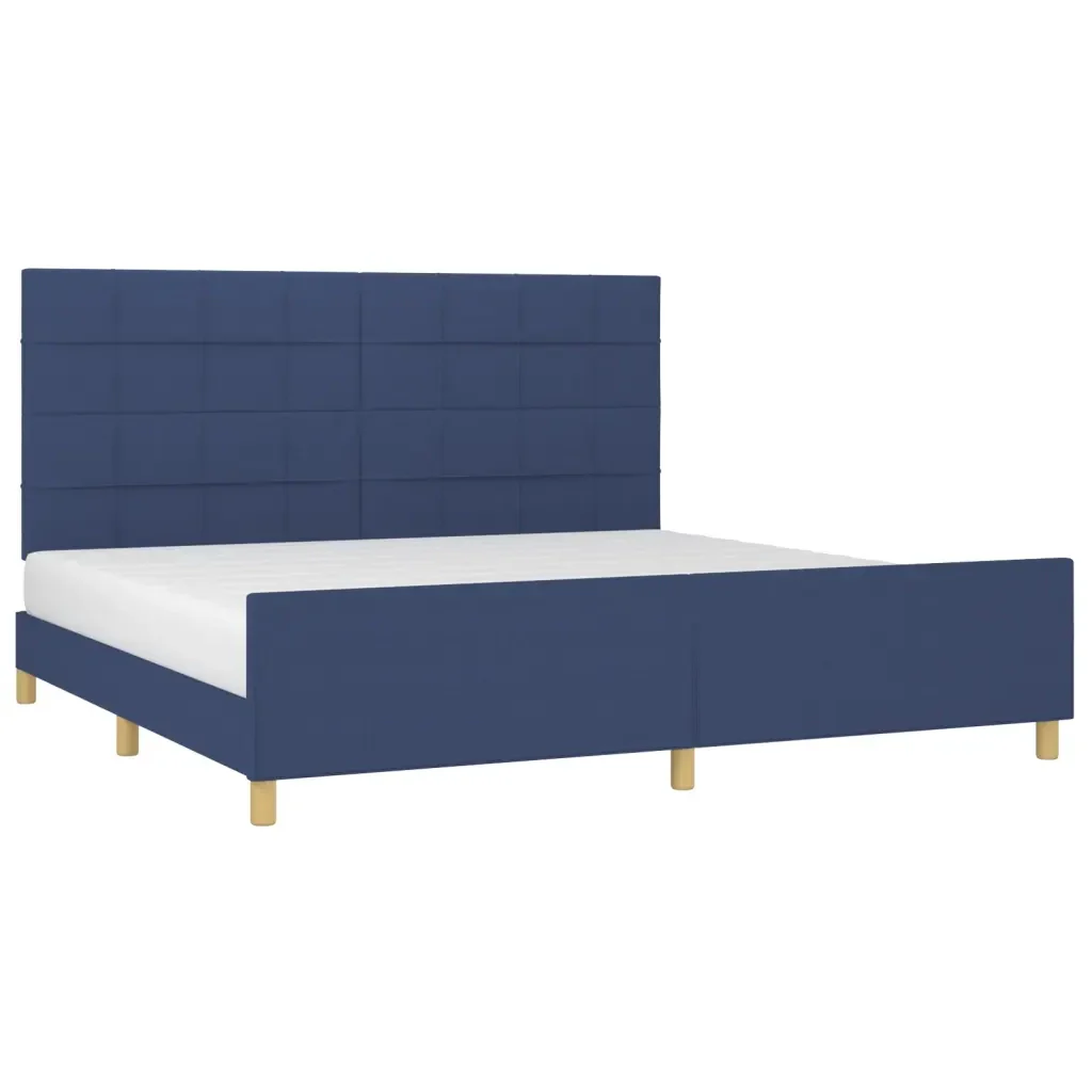 Letto matrimoniale | Letto per adulti | Giroletto senza Materasso Blu 200x200 cm in Tessuto - Image 4