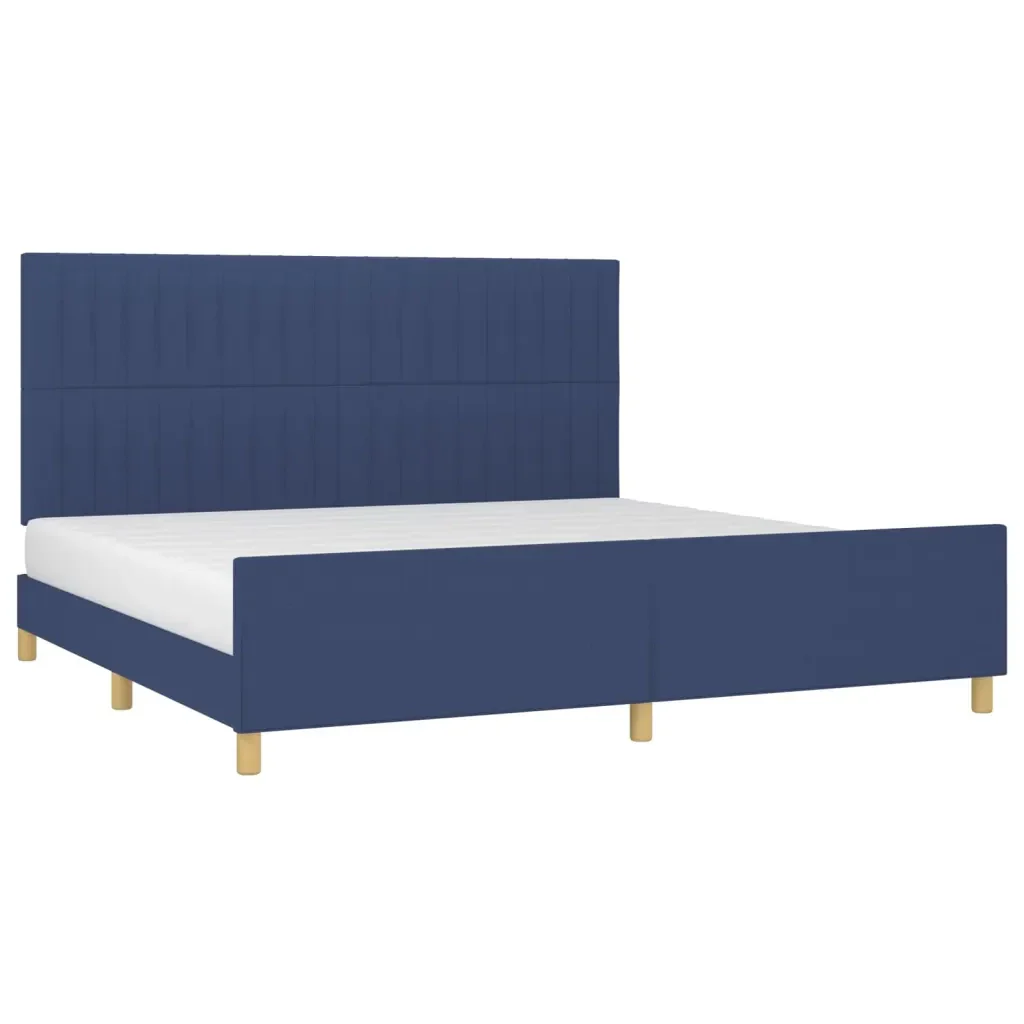 Letto matrimoniale | Letto per adulti | Giroletto senza Materasso Blu 200x200 cm in Tessuto - Image 3