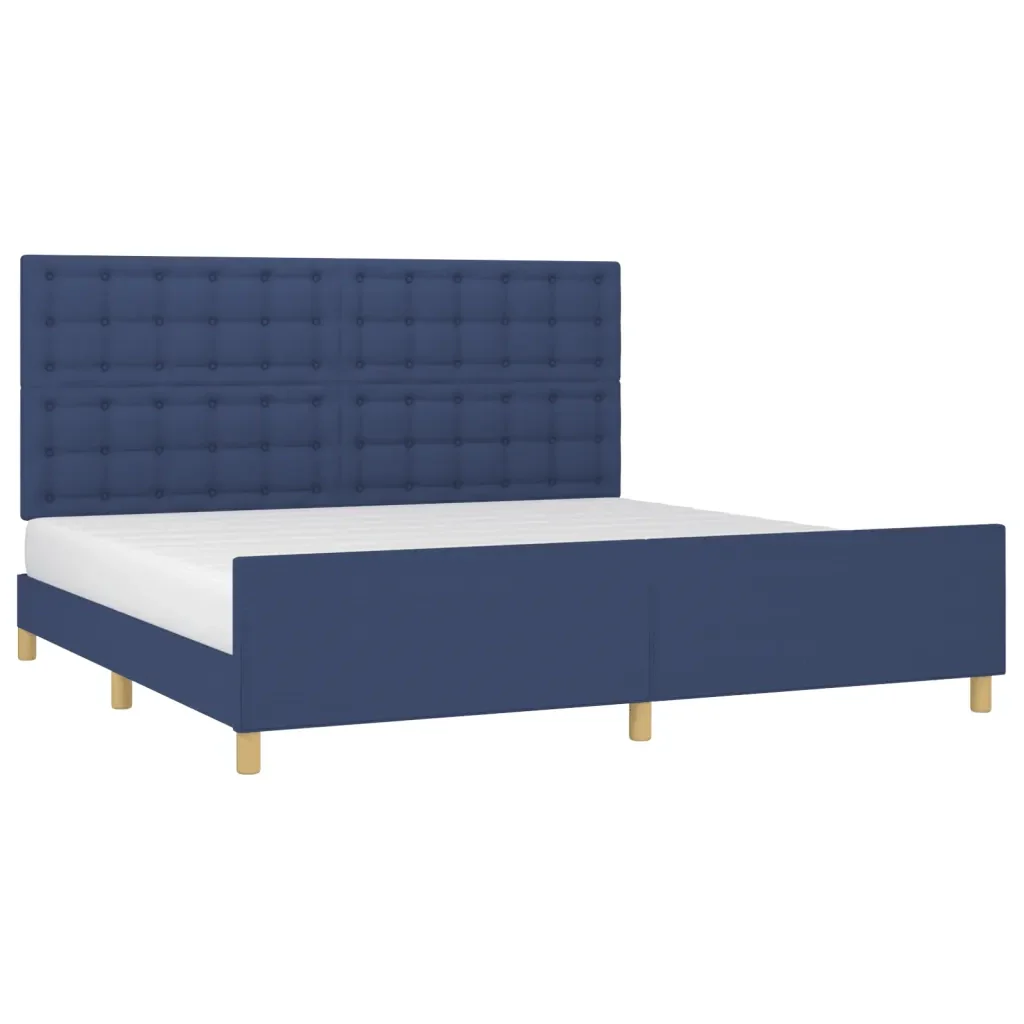 Letto matrimoniale | Letto per adulti | Giroletto senza Materasso Blu 200x200 cm in Tessuto - Image 3