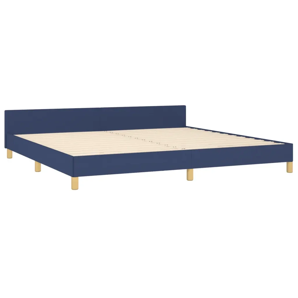 Letto matrimoniale | Letto per adulti | Giroletto senza Materasso Blu 200x200 cm in Tessuto - Image 5