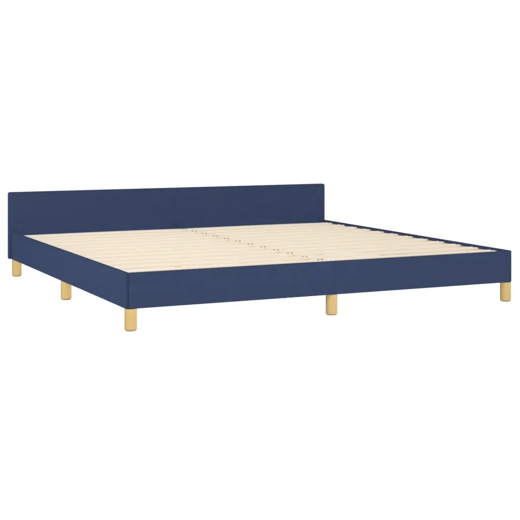 Letto matrimoniale | Letto per adulti | Giroletto senza Materasso Blu 200x200 cm in Tessuto - Image 5