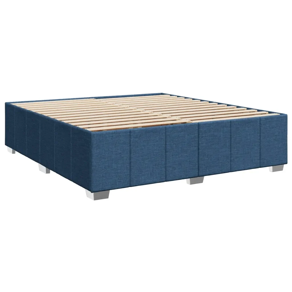 Letto matrimoniale | Letto per adulti | Giroletto senza Materasso Blu 200x200 cm in Tessuto - Image 3