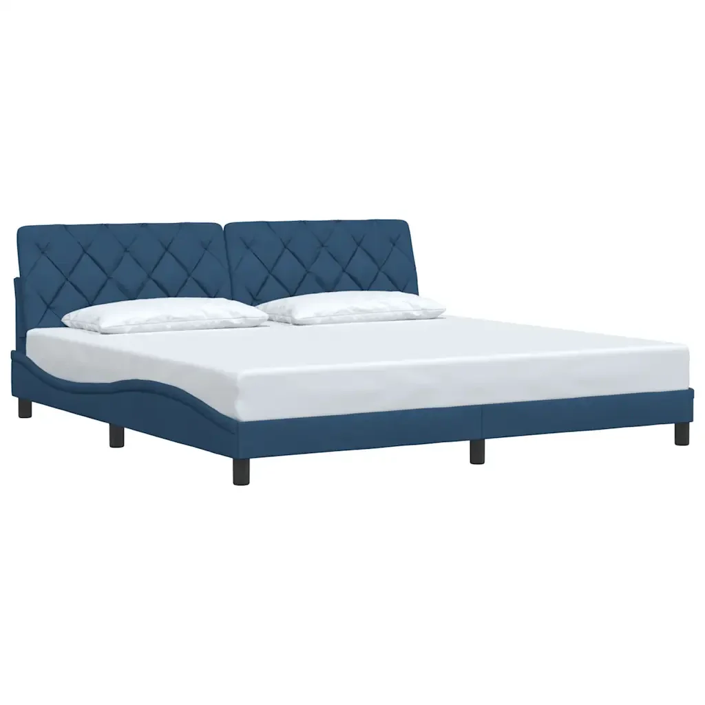 Letto matrimoniale | Letto per adulti | Giroletto senza Materasso Blu 200x200 cm in Tessuto - Image 3