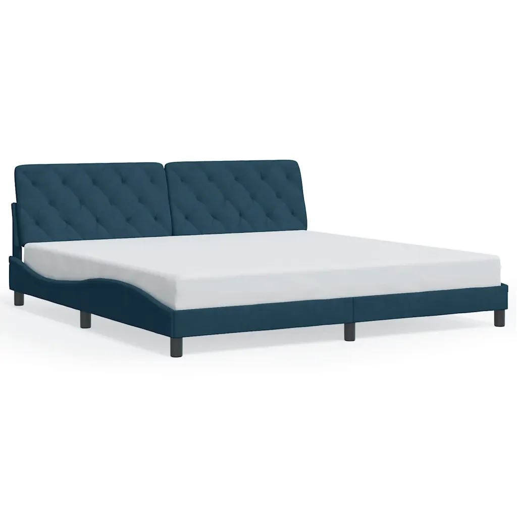 Letto matrimoniale | Letto per adulti | Giroletto senza Materasso Blu 200x200 cm in Velluto