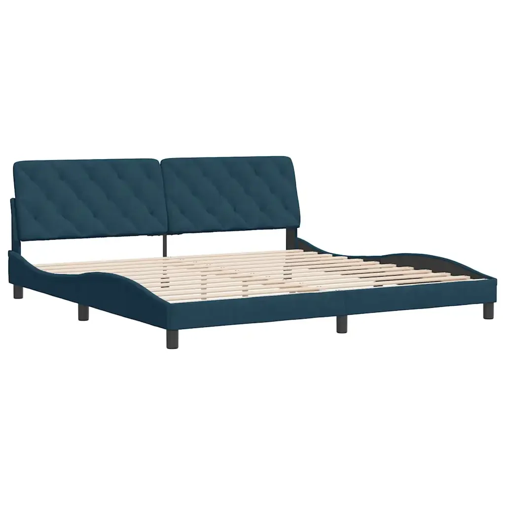 Letto matrimoniale | Letto per adulti | Giroletto senza Materasso Blu 200x200 cm in Velluto - Image 4