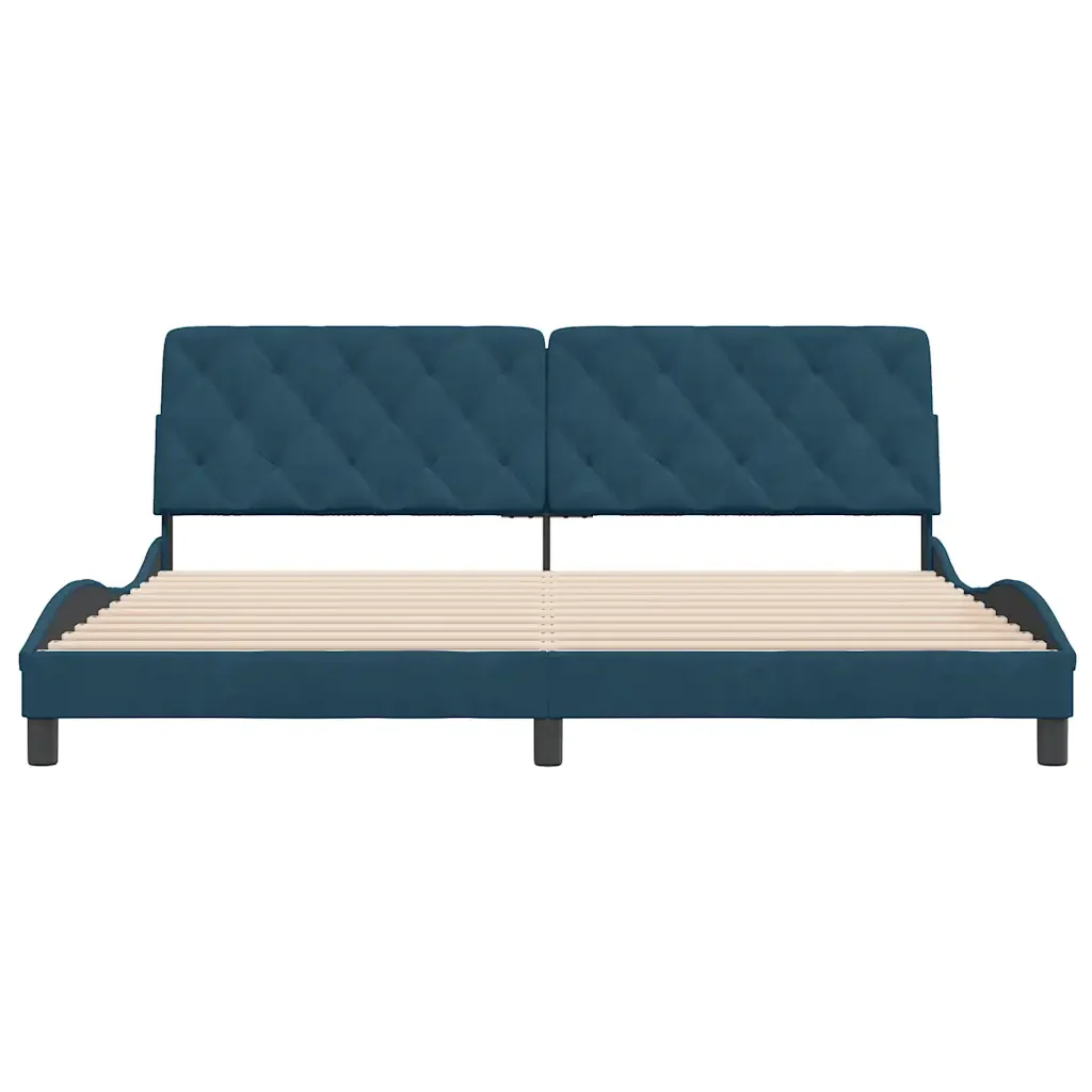 Letto matrimoniale | Letto per adulti | Giroletto senza Materasso Blu 200x200 cm in Velluto - Image 5