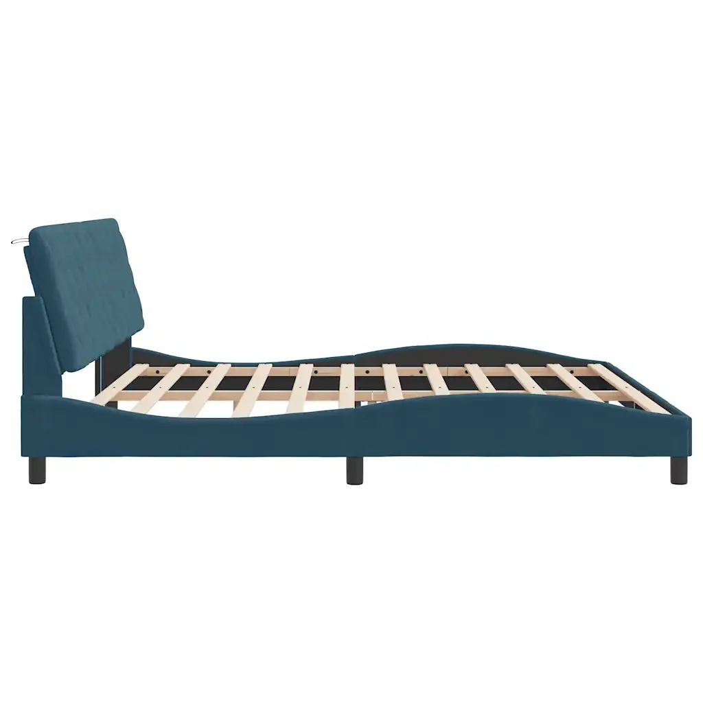 Letto matrimoniale | Letto per adulti | Giroletto senza Materasso Blu 200x200 cm in Velluto - Image 7