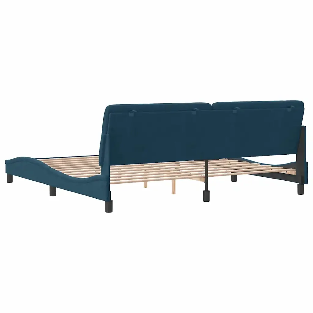 Letto matrimoniale | Letto per adulti | Giroletto senza Materasso Blu 200x200 cm in Velluto - Image 8