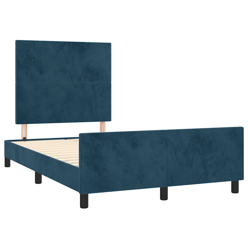 Letto matrimoniale | Letto per adulti | Giroletto senza Materasso Blu Scuro 120x190 cm Velluto - Image 3