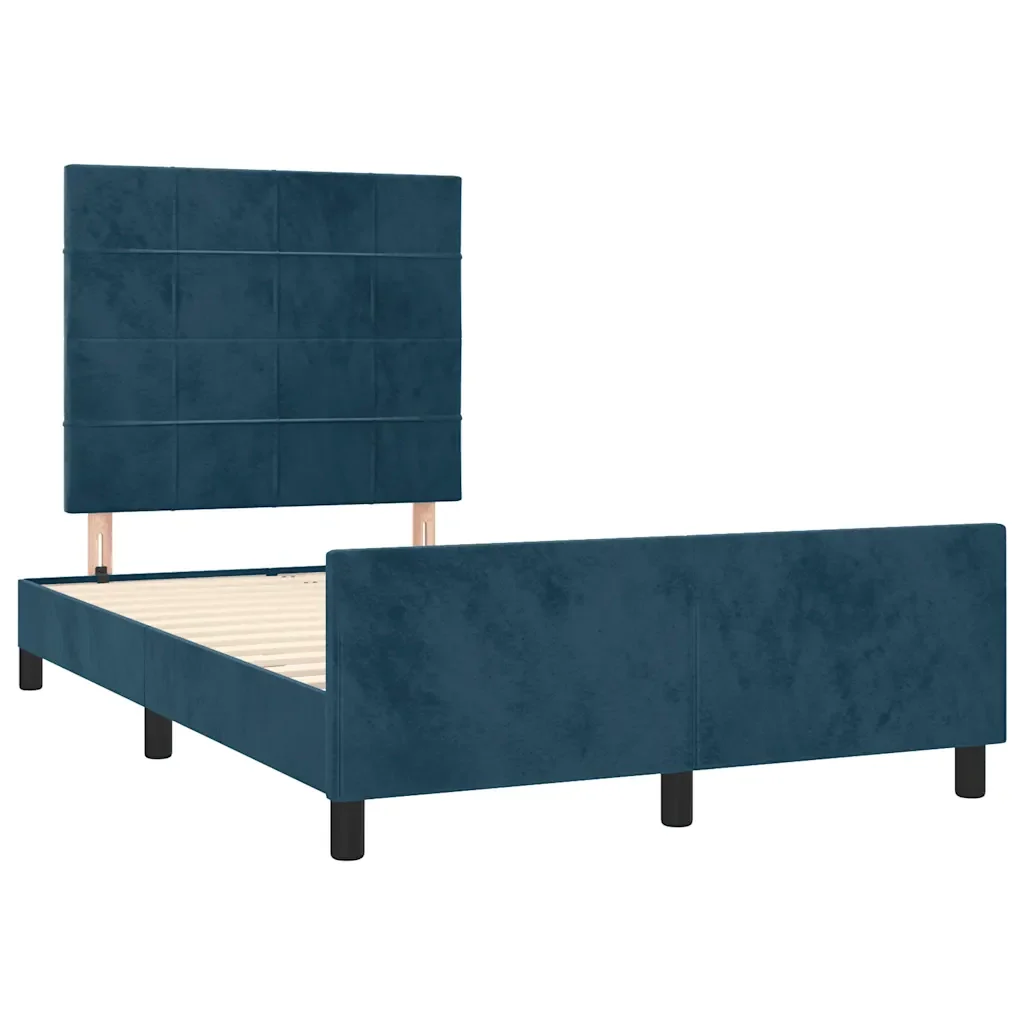 Letto matrimoniale | Letto per adulti | Giroletto senza Materasso Blu Scuro 120x190 cm Velluto - Image 4