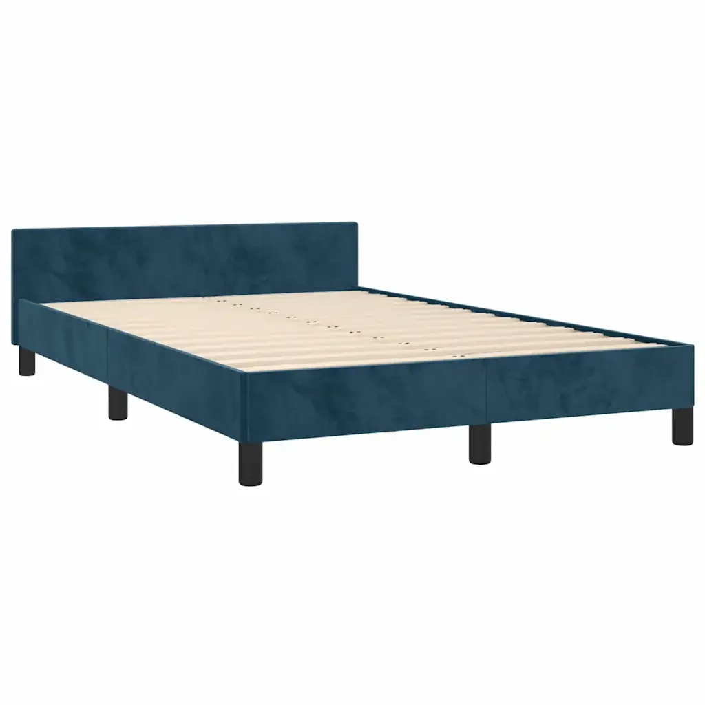 Letto matrimoniale | Letto per adulti | Giroletto senza Materasso Blu Scuro 120x200 cm in Velluto - Image 5