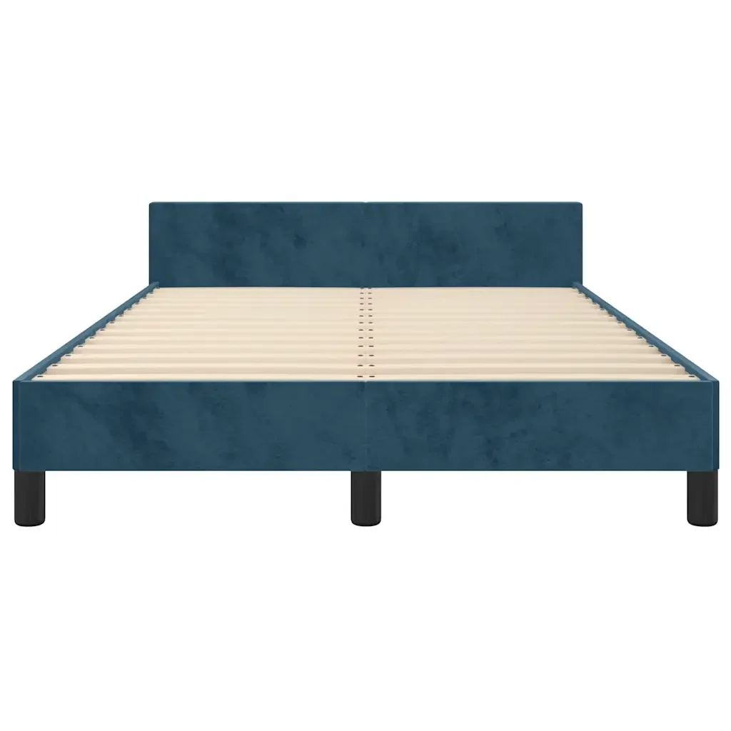 Letto matrimoniale | Letto per adulti | Giroletto senza Materasso Blu Scuro 120x200 cm in Velluto - Image 6