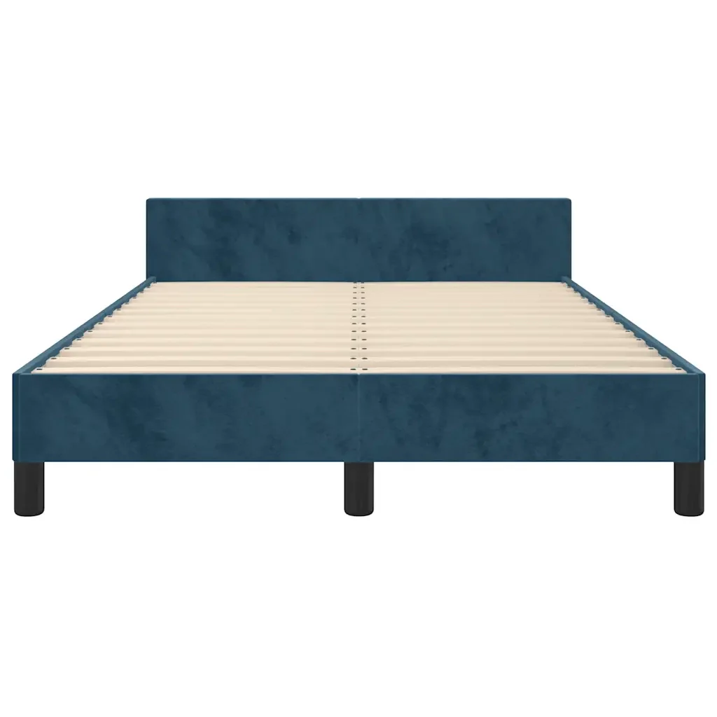 Letto matrimoniale | Letto per adulti | Giroletto senza Materasso Blu Scuro 120x200 cm in Velluto - Image 6
