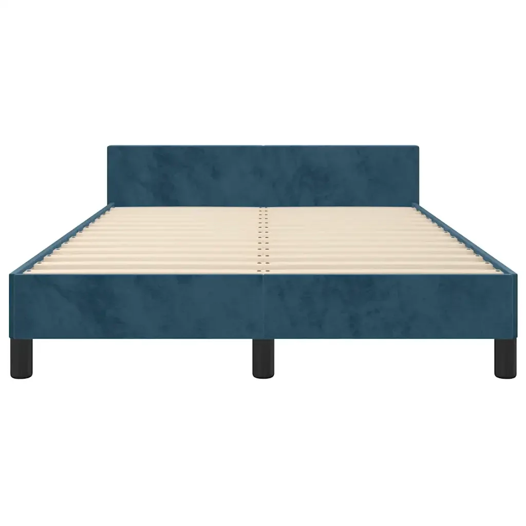Letto matrimoniale | Letto per adulti | Giroletto senza Materasso Blu Scuro 120x200 cm in Velluto - Image 5