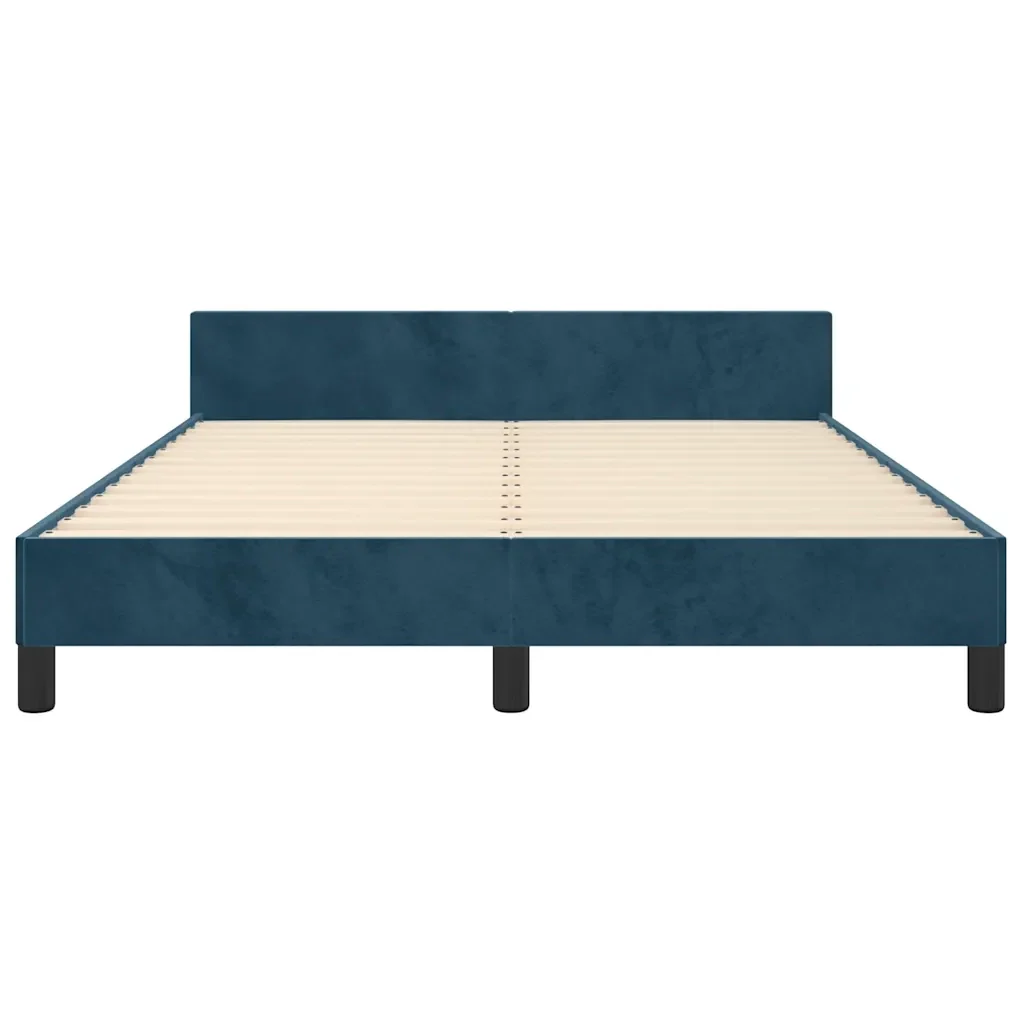 Letto matrimoniale | Letto per adulti | Giroletto senza Materasso Blu Scuro 140x190 cm in Velluto - Image 6