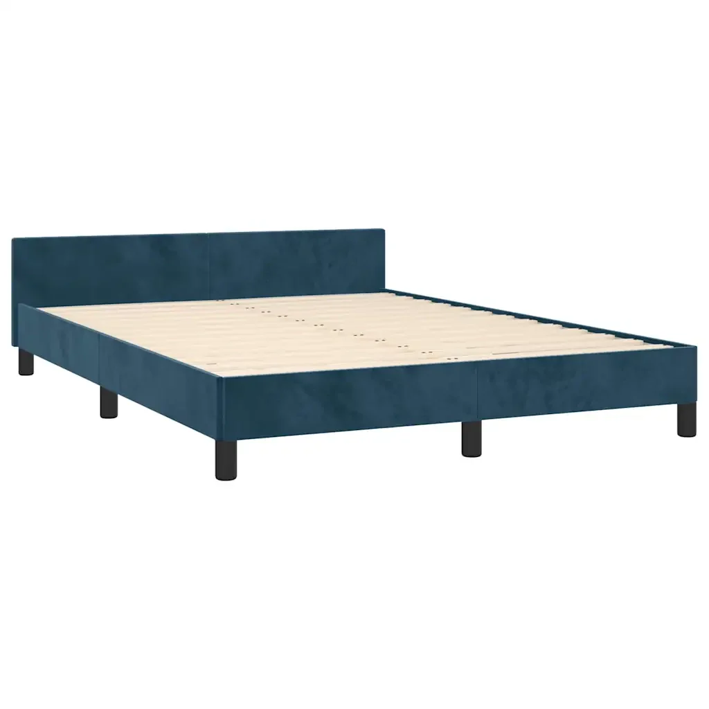 Letto matrimoniale | Letto per adulti | Giroletto senza Materasso Blu Scuro 140x190 cm in Velluto - Image 5