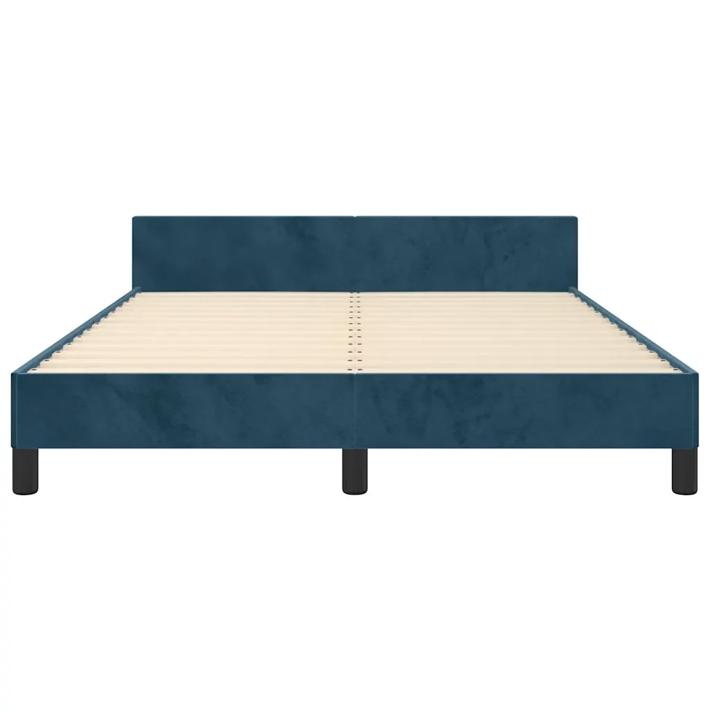 Letto matrimoniale | Letto per adulti | Giroletto senza Materasso Blu Scuro 140x190 cm in Velluto - Image 6