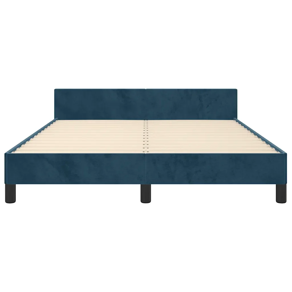 Letto matrimoniale | Letto per adulti | Giroletto senza Materasso Blu Scuro 140x190 cm in Velluto - Image 6