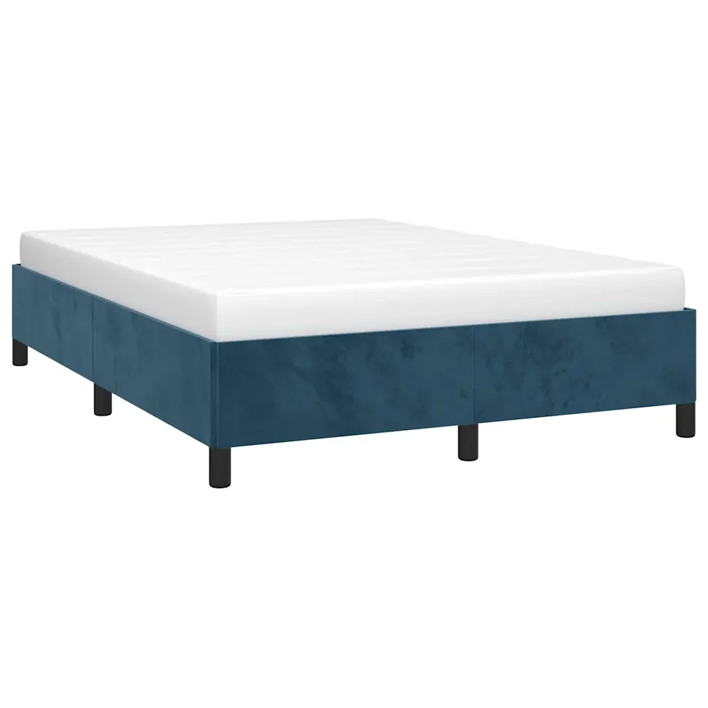 Letto matrimoniale | Letto per adulti | Giroletto senza Materasso Blu Scuro 140x190 cm in Velluto - Image 3
