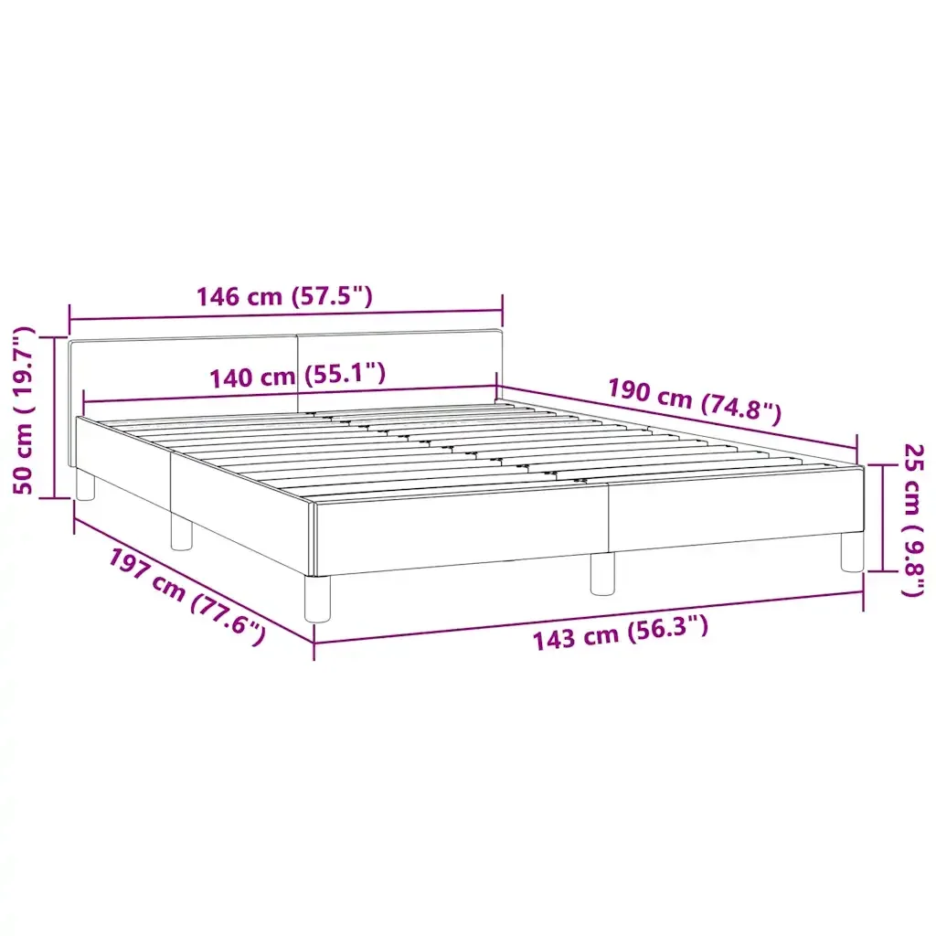 Letto matrimoniale | Letto per adulti | Giroletto senza Materasso Blu Scuro 140x190 cm in Velluto - Image 9