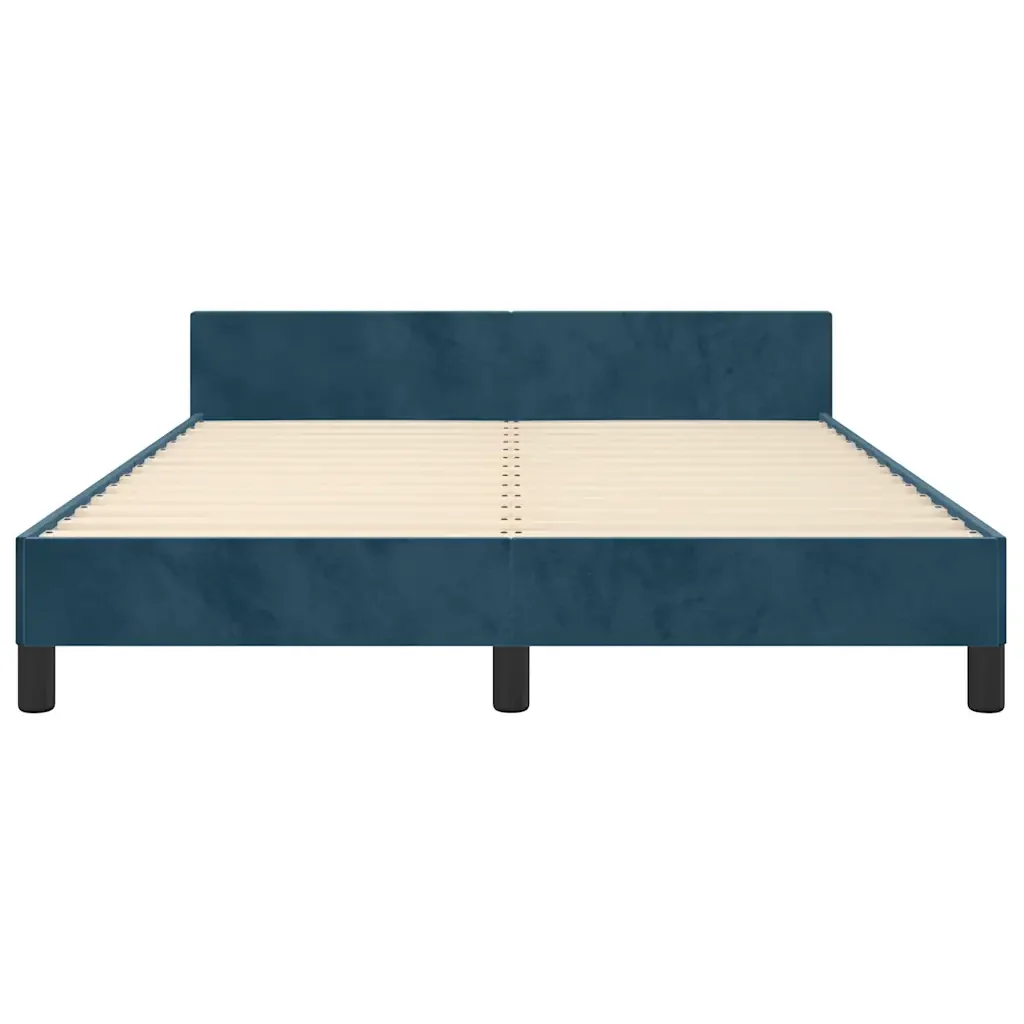 Letto matrimoniale | Letto per adulti | Giroletto senza Materasso Blu Scuro 140x200 cm Velluto - Image 6