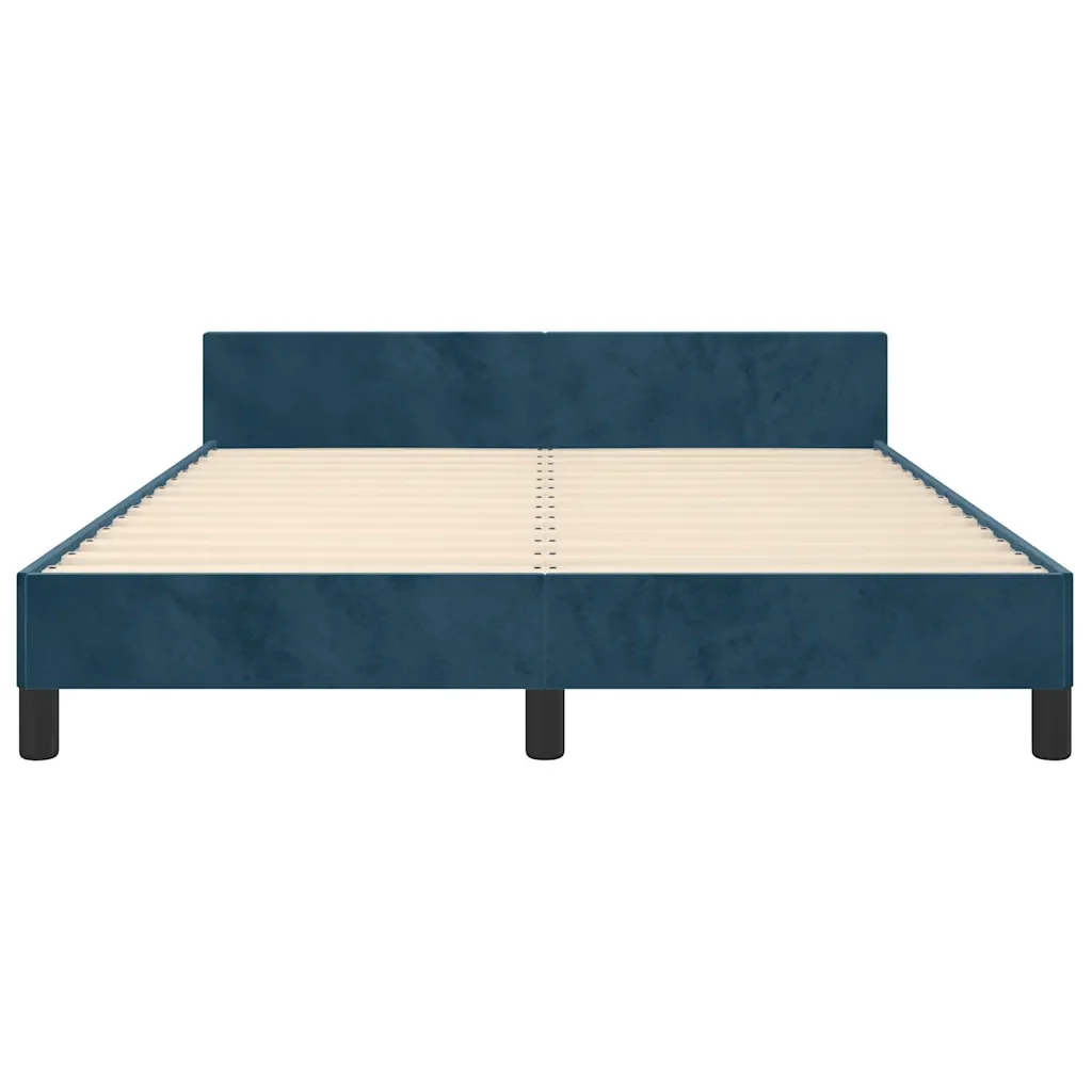 Letto matrimoniale | Letto per adulti | Giroletto senza Materasso Blu Scuro 140x200 cm Velluto - Image 6