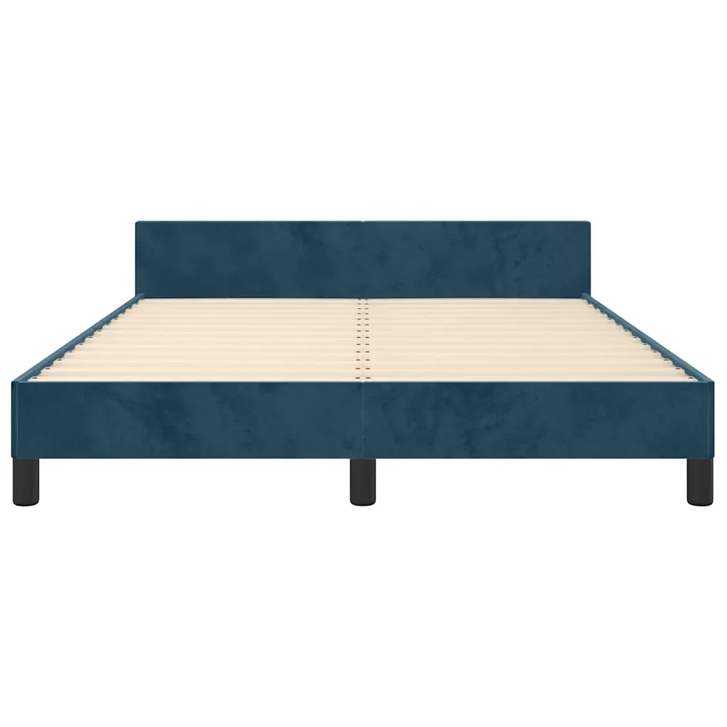 Letto matrimoniale | Letto per adulti | Giroletto senza Materasso Blu Scuro 140x200 cm Velluto - Image 6