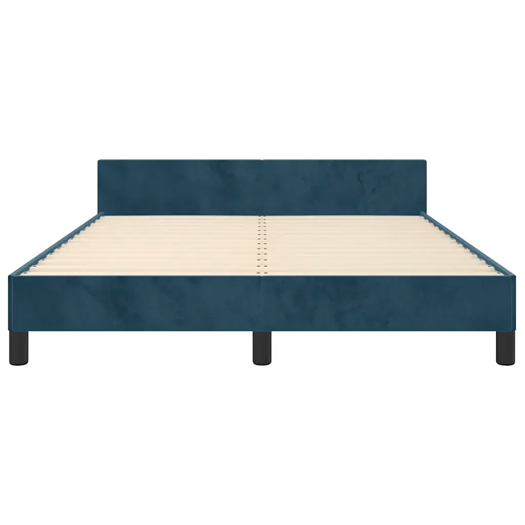 Letto matrimoniale | Letto per adulti | Giroletto senza Materasso Blu Scuro 140x200 cm Velluto - Image 6