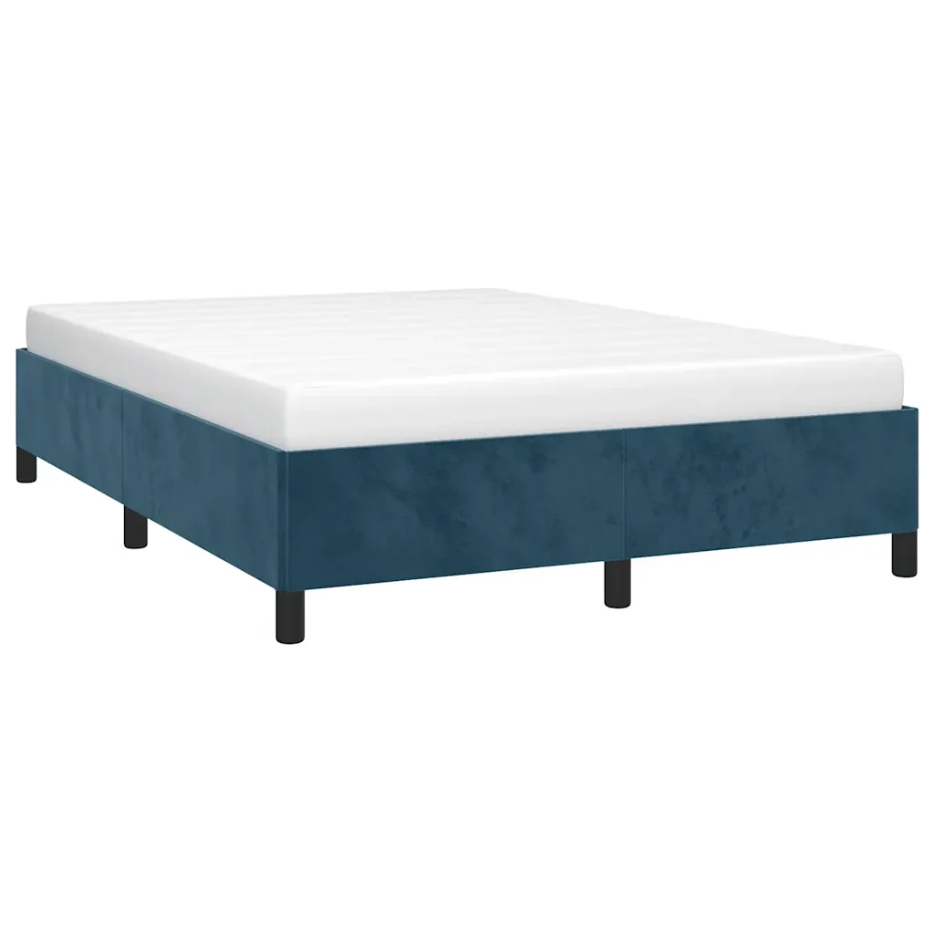 Letto matrimoniale | Letto per adulti | Giroletto senza Materasso Blu Scuro 140x200 cm Velluto - Image 3