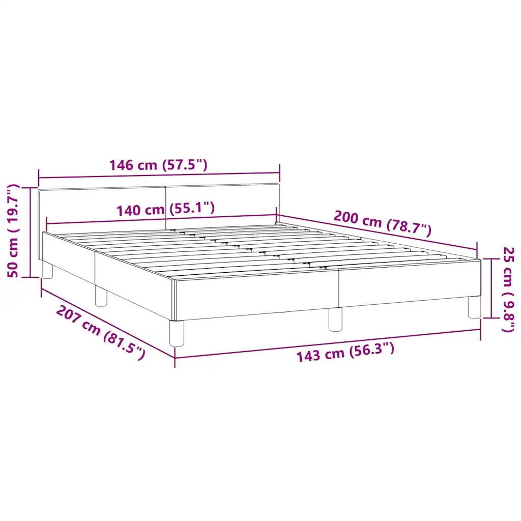 Letto matrimoniale | Letto per adulti | Giroletto senza Materasso Blu Scuro 140x200 cm Velluto - Image 9