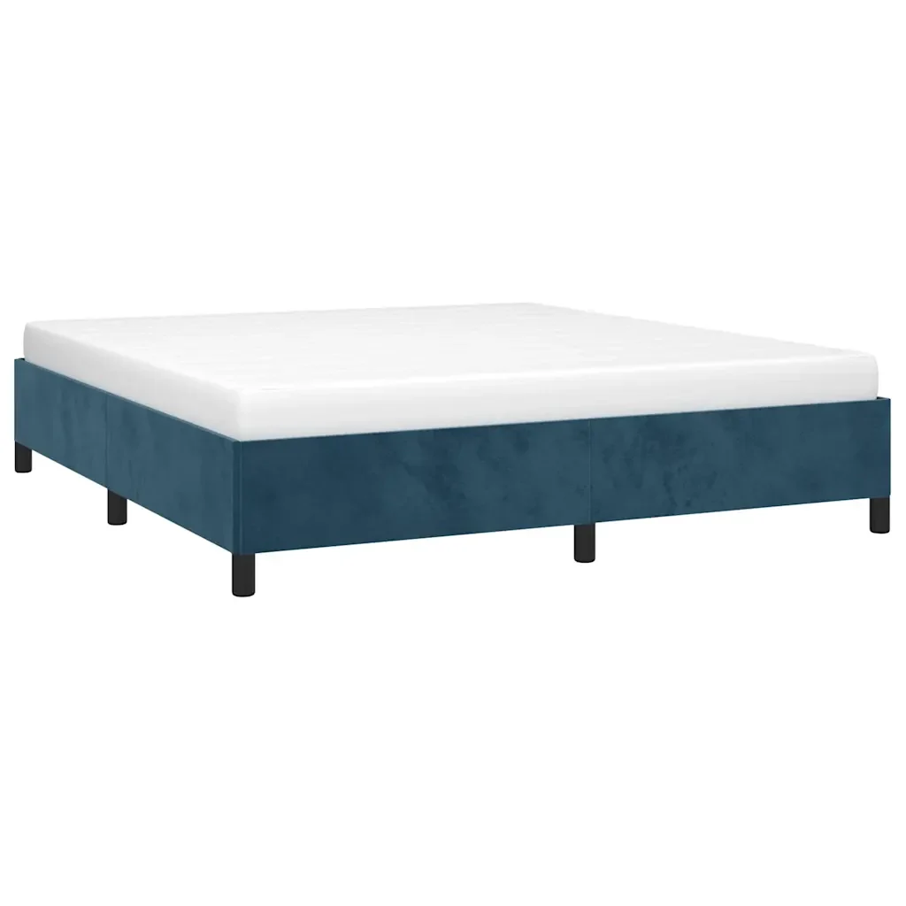 Letto matrimoniale | Letto per adulti | Giroletto senza Materasso Blu Scuro 160x200 cm in Velluto - Image 3