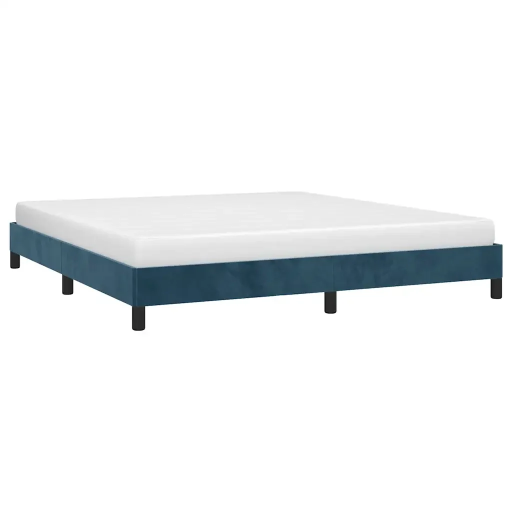 Letto matrimoniale | Letto per adulti | Giroletto senza Materasso Blu Scuro 160x200 cm in Velluto - Image 4