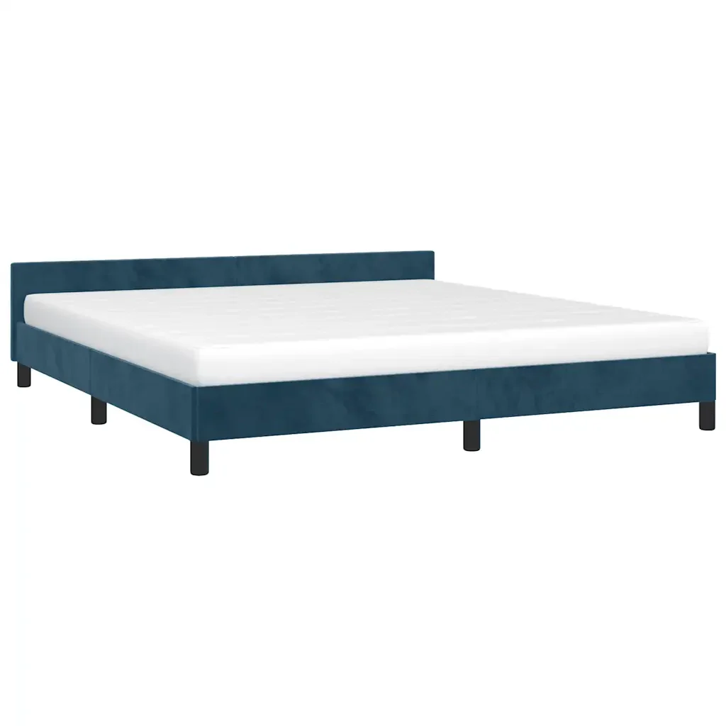 Letto matrimoniale | Letto per adulti | Giroletto senza Materasso Blu Scuro 180x200 cm in Velluto - Image 3