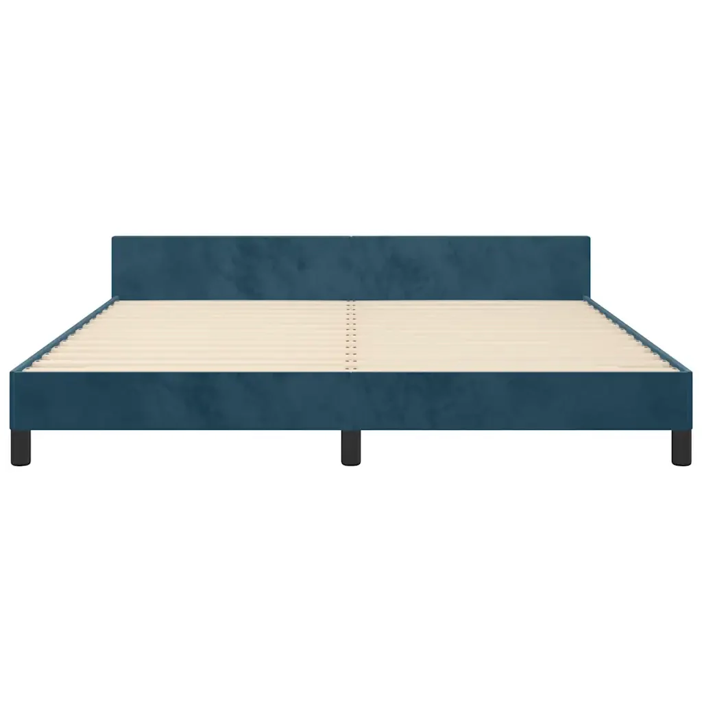 Letto matrimoniale | Letto per adulti | Giroletto senza Materasso Blu Scuro 180x200 cm in Velluto - Image 5