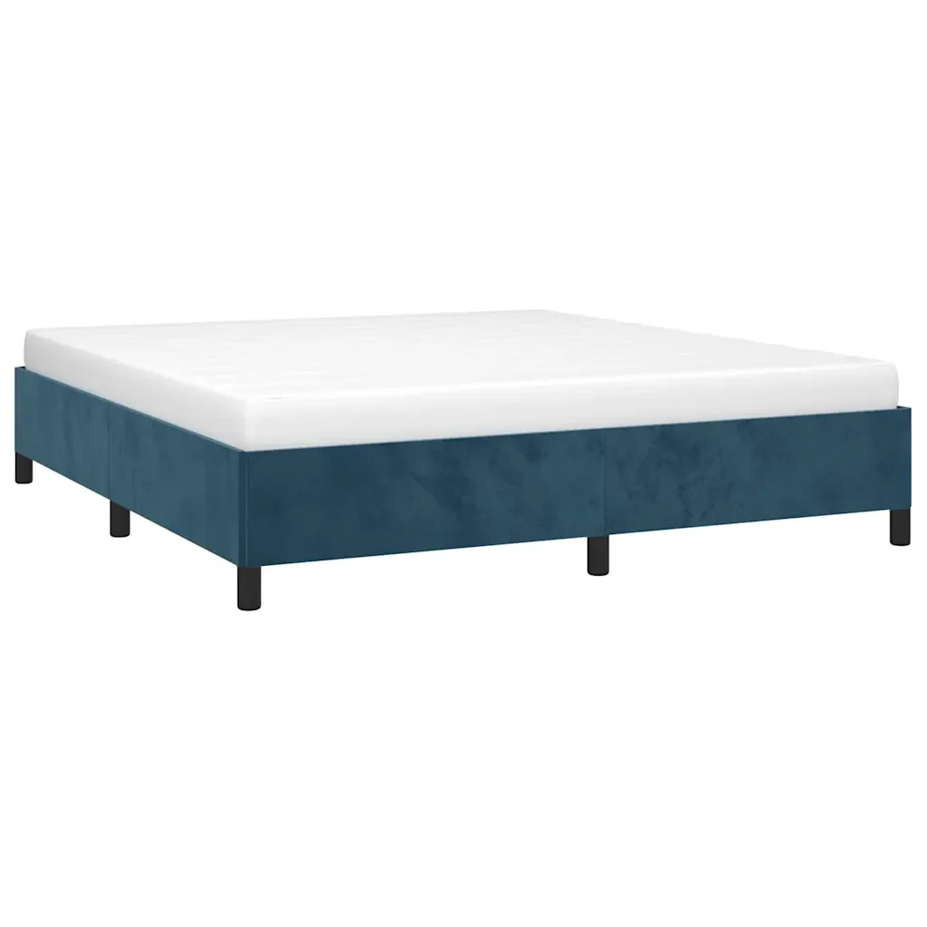 Letto matrimoniale | Letto per adulti | Giroletto senza Materasso Blu Scuro 180x200 cm in Velluto - Image 3