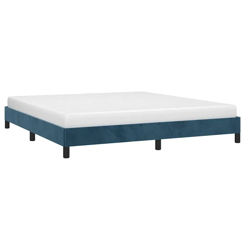 Letto matrimoniale | Letto per adulti | Giroletto senza Materasso Blu Scuro 180x200 cm in Velluto - Image 4