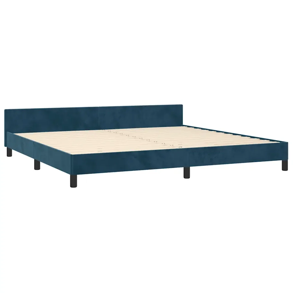 Letto matrimoniale | Letto per adulti | Giroletto senza Materasso Blu Scuro 200x200 cm in Velluto - Image 5