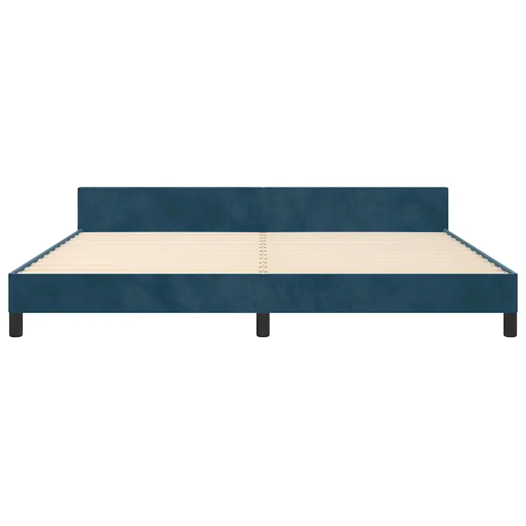 Letto matrimoniale | Letto per adulti | Giroletto senza Materasso Blu Scuro 200x200 cm in Velluto - Image 6