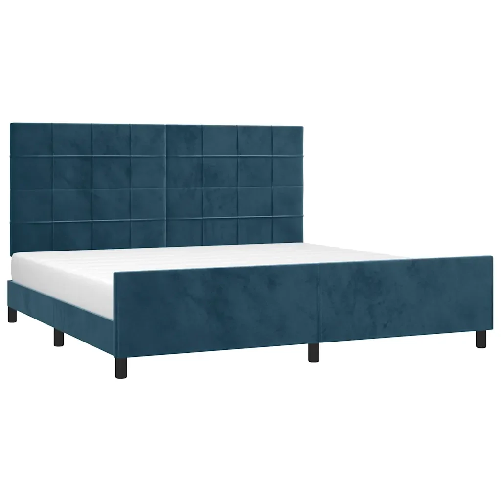 Letto matrimoniale | Letto per adulti | Giroletto senza Materasso Blu Scuro 200x200 cm in Velluto - Image 3