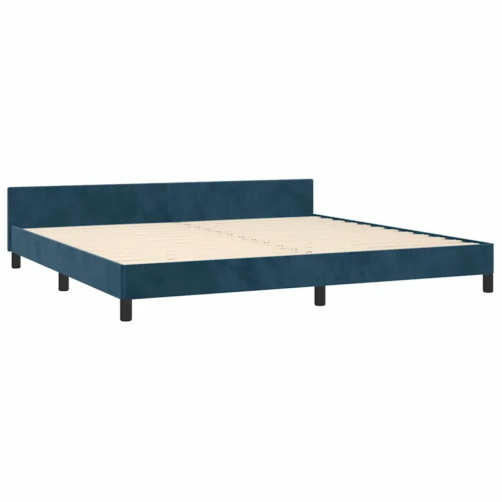Letto matrimoniale | Letto per adulti | Giroletto senza Materasso Blu Scuro 200x200 cm in Velluto - Image 5