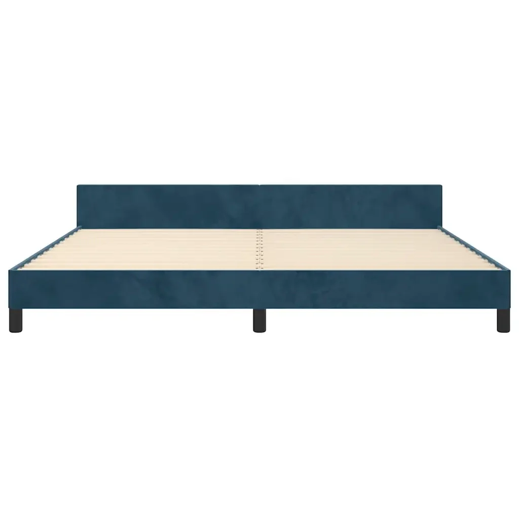 Letto matrimoniale | Letto per adulti | Giroletto senza Materasso Blu Scuro 200x200 cm in Velluto - Image 6