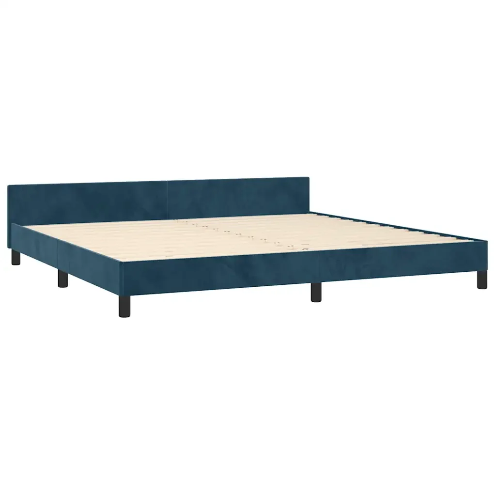 Letto matrimoniale | Letto per adulti | Giroletto senza Materasso Blu Scuro 200x200 cm in Velluto - Image 5