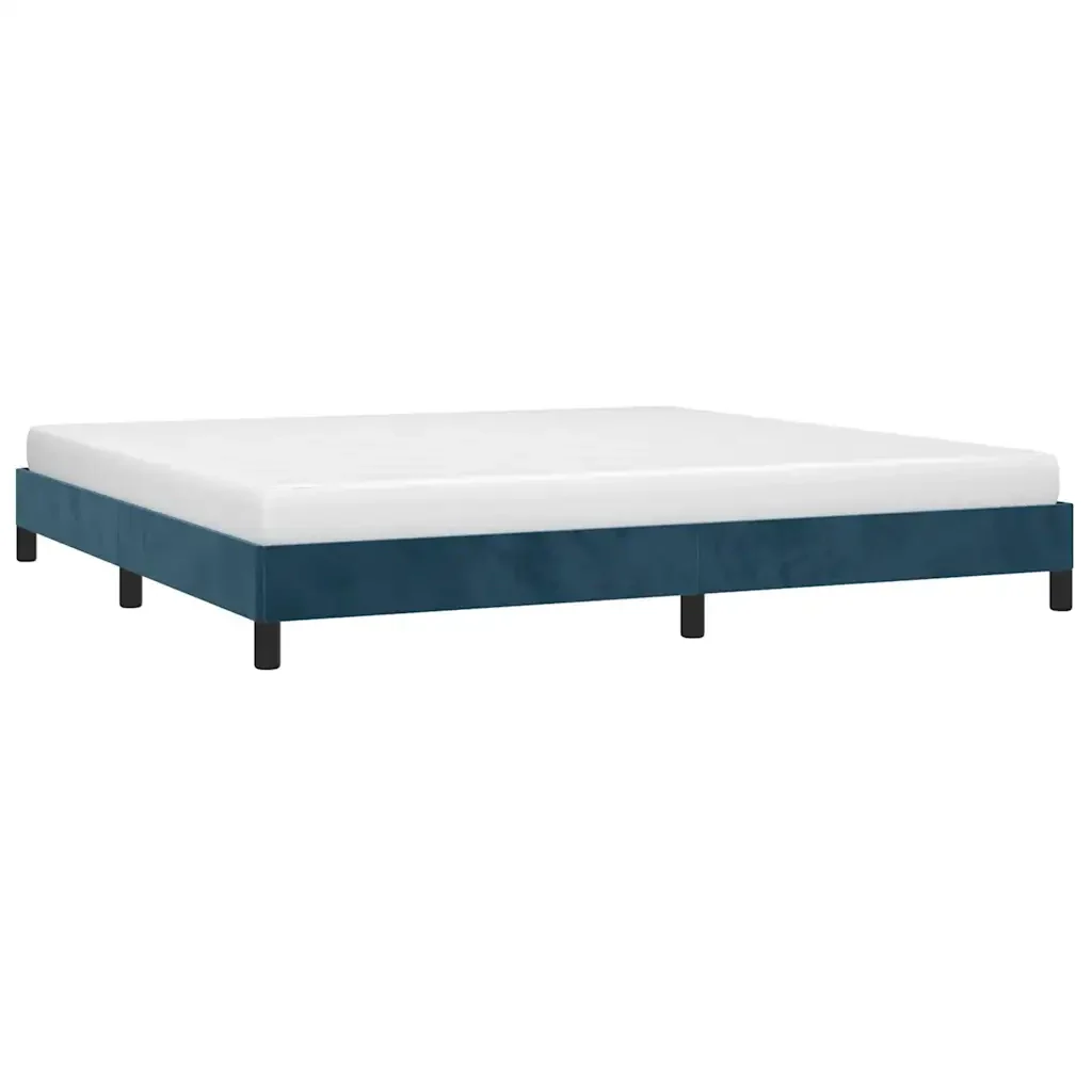 Letto matrimoniale | Letto per adulti | Giroletto senza Materasso Blu Scuro 200x200 cm in Velluto - Image 3