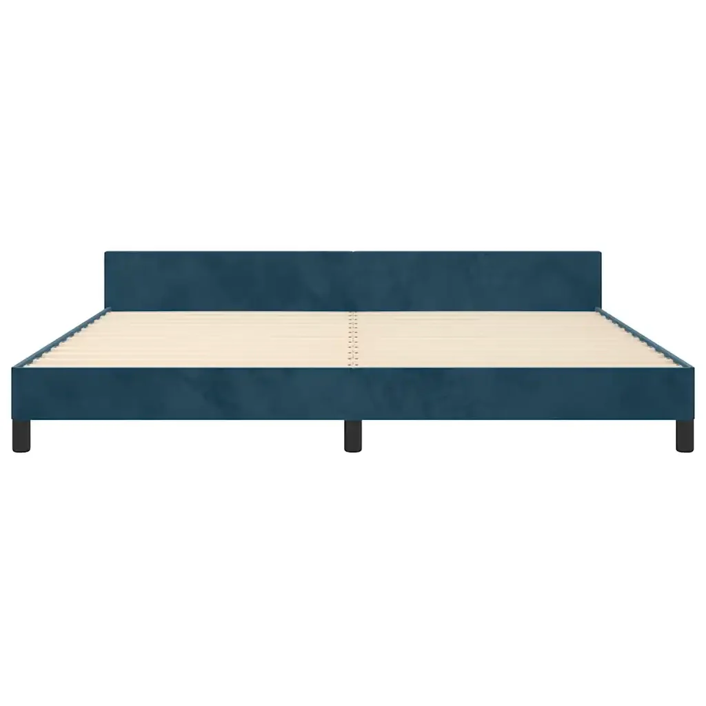 Letto matrimoniale | Letto per adulti | Giroletto senza Materasso Blu Scuro 200x200 cm in Velluto - Image 6