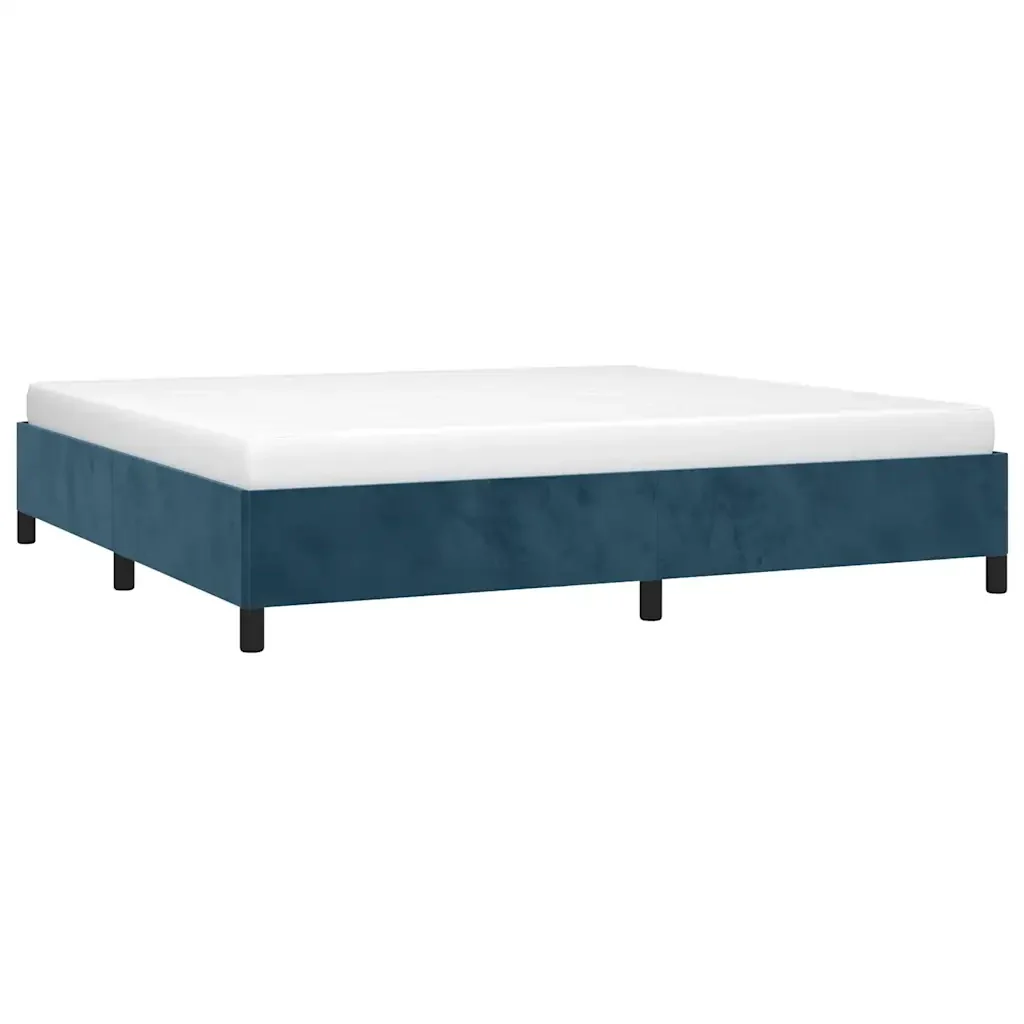 Letto matrimoniale | Letto per adulti | Giroletto senza Materasso Blu Scuro 200x200 cm in Velluto - Image 4